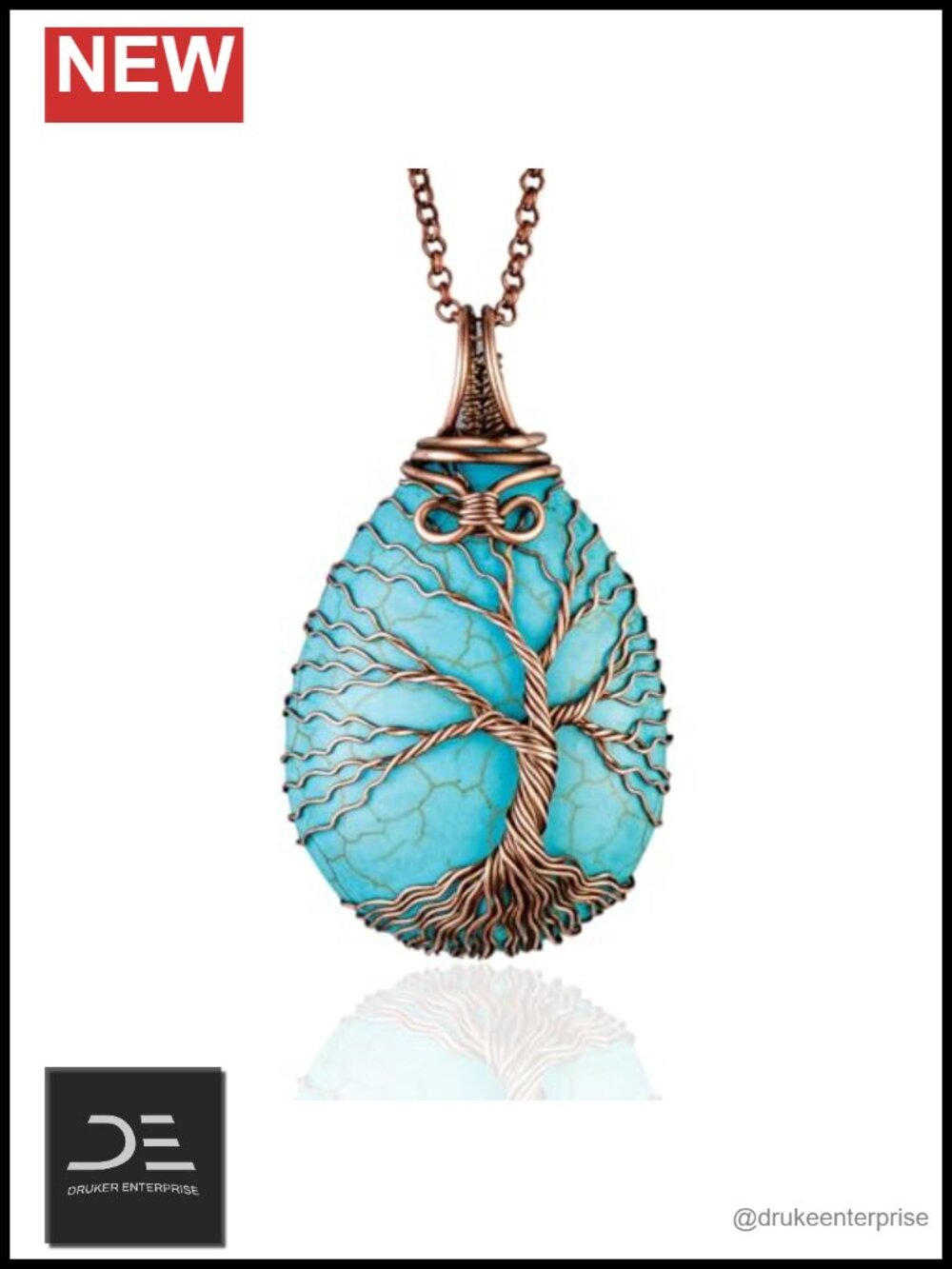 Handmade Tree of Life Pendant Necklace Copper Stone Jewelry Gift